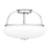 Easton 3-Light Polished Chrome Semi-Flush Mount with Opal Glass by Quoizel