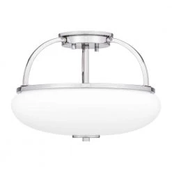 Easton 3-Light Polished Chrome Semi-Flush Mount with Opal Glass by Quoizel
