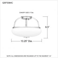 Easton 3-Light Polished Chrome Semi-Flush Mount with Opal Glass by Quoizel -Quoizel Sales polished chrome quoizel flush mount lights qsf5364c fa 1000