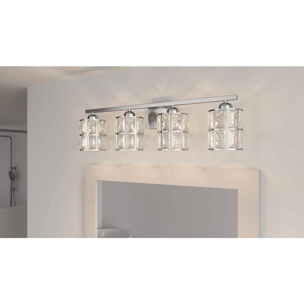 Gibson 29.5 in. 4-Light Polished Chrome Vanity Light by Quoizel 5 Gibson 29.5 in. 4-Light Polished Chrome Vanity Light by Quoizel - Image 3