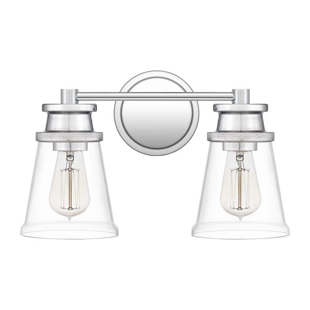 Haverfield 15 in. 2-Light Polished Chrome Vanity Light by Quoizel 6 Haverfield 15 in. 2-Light Polished Chrome Vanity Light by Quoizel - Image 4