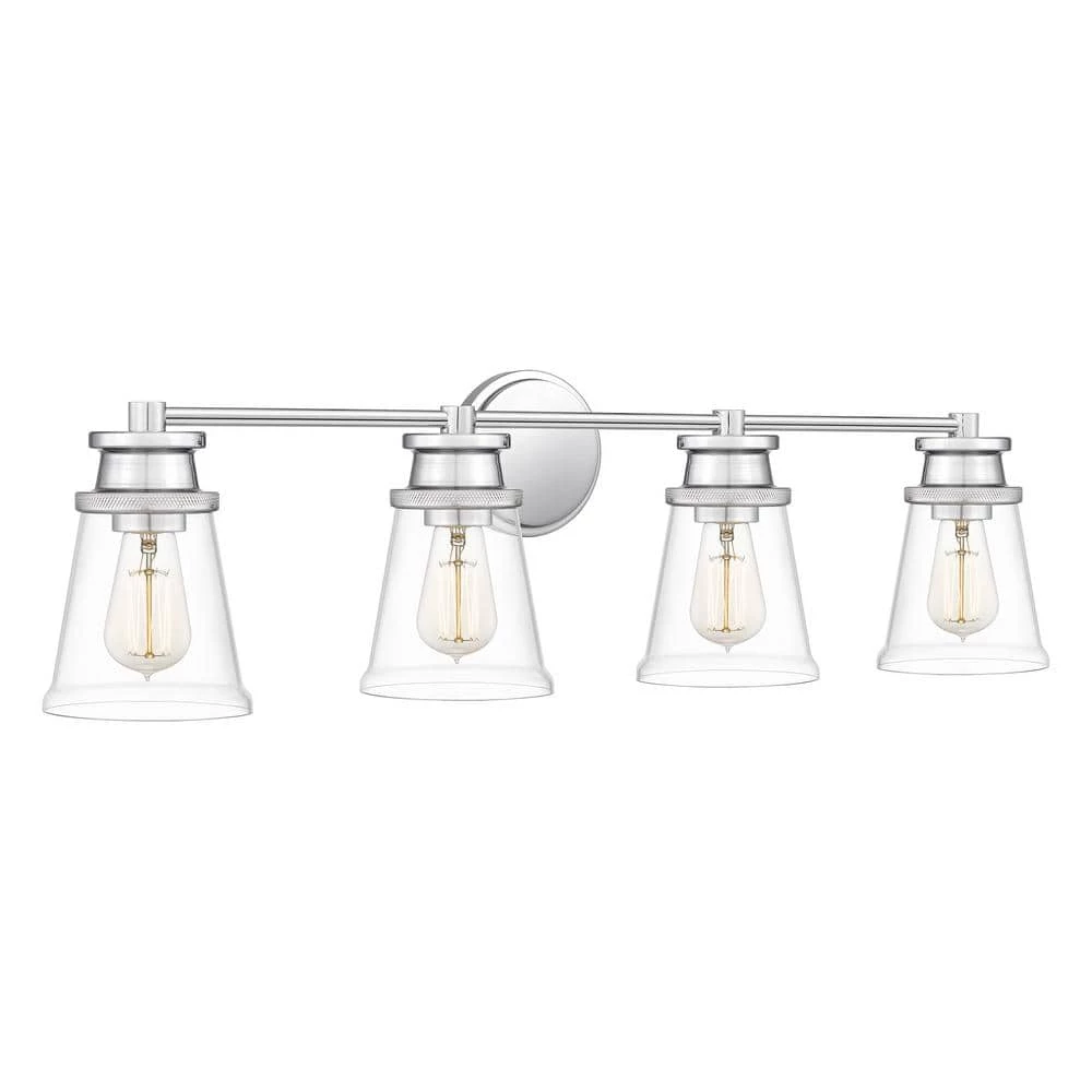 Haverfield 33.25 in. 4-Light Polished Chrome Vanity Light by Quoizel 6 Haverfield 33.25 in. 4-Light Polished Chrome Vanity Light by Quoizel - Image 4