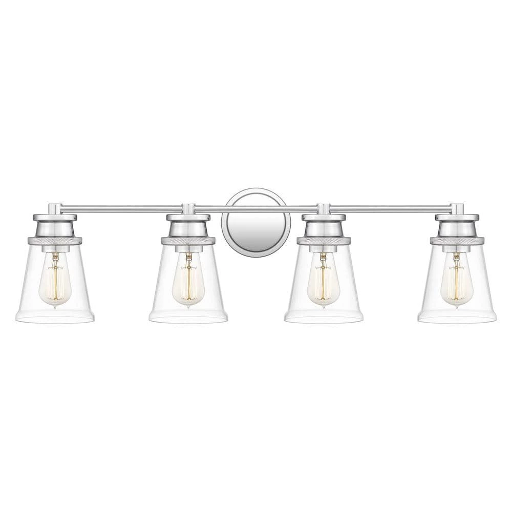 Haverfield 33.25 in. 4-Light Polished Chrome Vanity Light by Quoizel 3 Haverfield 33.25 in. 4-Light Polished Chrome Vanity Light by Quoizel