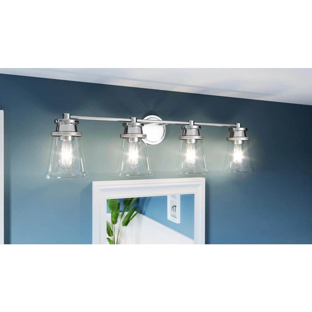 Haverfield 33.25 in. 4-Light Polished Chrome Vanity Light by Quoizel 5 Haverfield 33.25 in. 4-Light Polished Chrome Vanity Light by Quoizel - Image 3