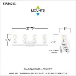 Kirby 27.75 in. 4-Light Polished Chrome Vanity Light with Clear Seeded Glass by Quoizel 13 Kirby 27.75 in. 4-Light Polished Chrome Vanity Light with Clear Seeded Glass by Quoizel -Quoizel Sales polished chrome quoizel vanity lighting kir8628c fa 1000