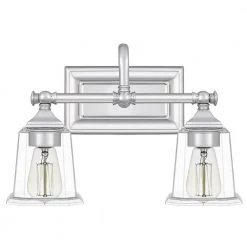 Nicholas 2-Light Polished Chrome Vanity Light by Quoizel -Quoizel Sales polished chrome quoizel vanity lighting nlc8602c c3 1000