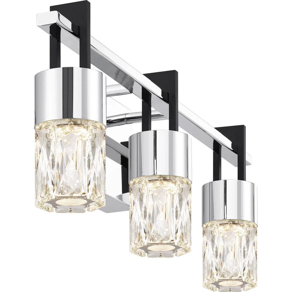 Adena 22 in. Polished Chrome LED Vanity Light Bar with Clear Crystal Glass by Quoizel 7 Adena 22 in. Polished Chrome LED Vanity Light Bar with Clear Crystal Glass by Quoizel - Image 5