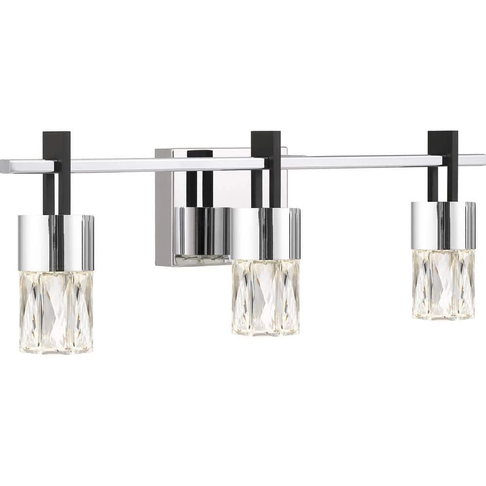 Adena 22 in. Polished Chrome LED Vanity Light Bar with Clear Crystal Glass by Quoizel 6 Adena 22 in. Polished Chrome LED Vanity Light Bar with Clear Crystal Glass by Quoizel - Image 4