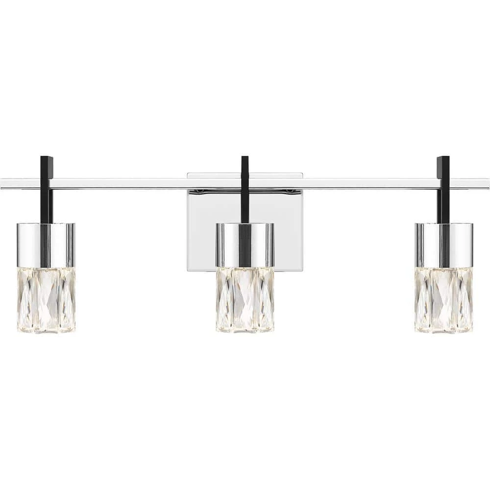 Adena 22 in. Polished Chrome LED Vanity Light Bar with Clear Crystal Glass by Quoizel 3 Adena 22 in. Polished Chrome LED Vanity Light Bar with Clear Crystal Glass by Quoizel