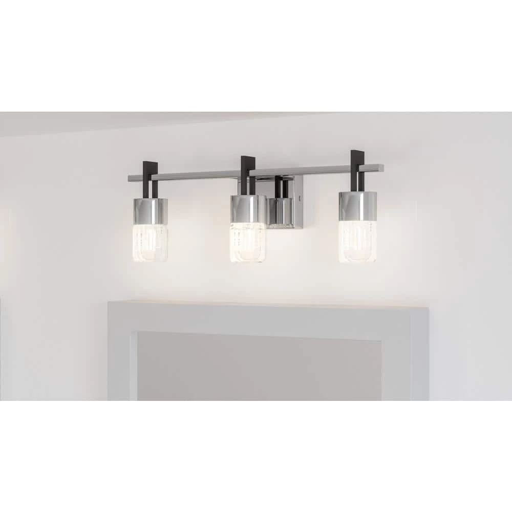 Adena 22 in. Polished Chrome LED Vanity Light Bar with Clear Crystal Glass by Quoizel 4 Adena 22 in. Polished Chrome LED Vanity Light Bar with Clear Crystal Glass by Quoizel - Image 2