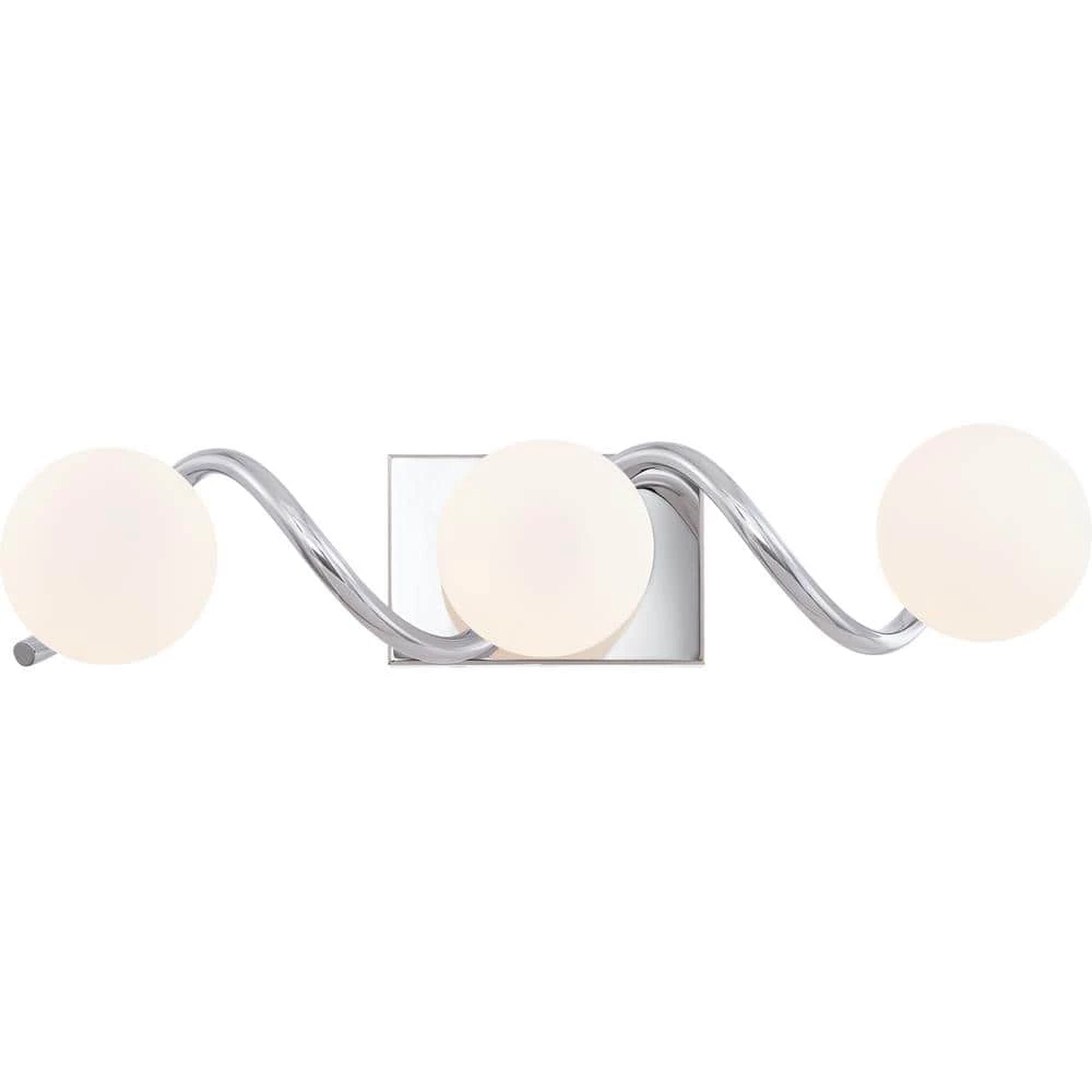 Essence 23.75 in. Polished Chrome LED Vanity Light Bar with Opal Etched Glass by Quoizel 3 Essence 23.75 in. Polished Chrome LED Vanity Light Bar with Opal Etched Glass by Quoizel