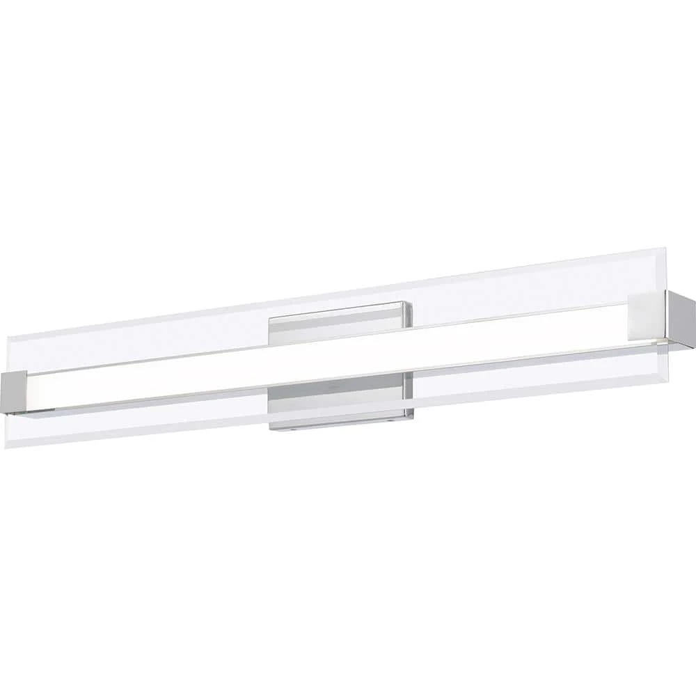 Salon 32 in. Polished Chrome Integrated LED Vanity Light by Quoizel 3 Salon 32 in. Polished Chrome Integrated LED Vanity Light by Quoizel