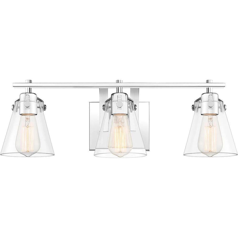 Sabine 3-Light Polished Chrome Vanity Light by Quoizel 3 Sabine 3-Light Polished Chrome Vanity Light by Quoizel
