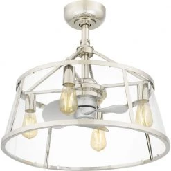 Barlow 22 in. 4-Light Polished Nickel Ceiling Fan with Light by Quoizel -Quoizel Sales polished nickel quoizel ceiling fans with lights baw3122pk 1f 1000