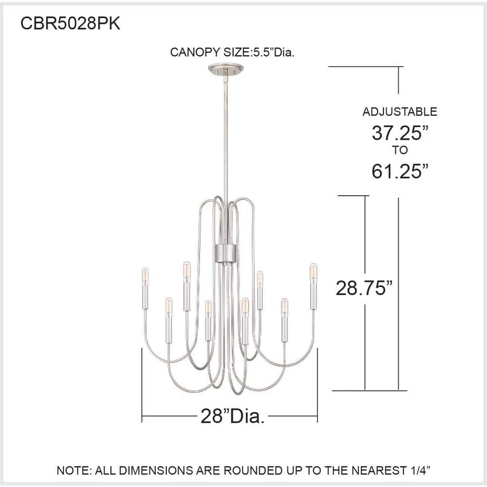 Cabry 8-Light Polished Nickel Chandelier by Quoizel 10 Cabry 8-Light Polished Nickel Chandelier by Quoizel - Image 8
