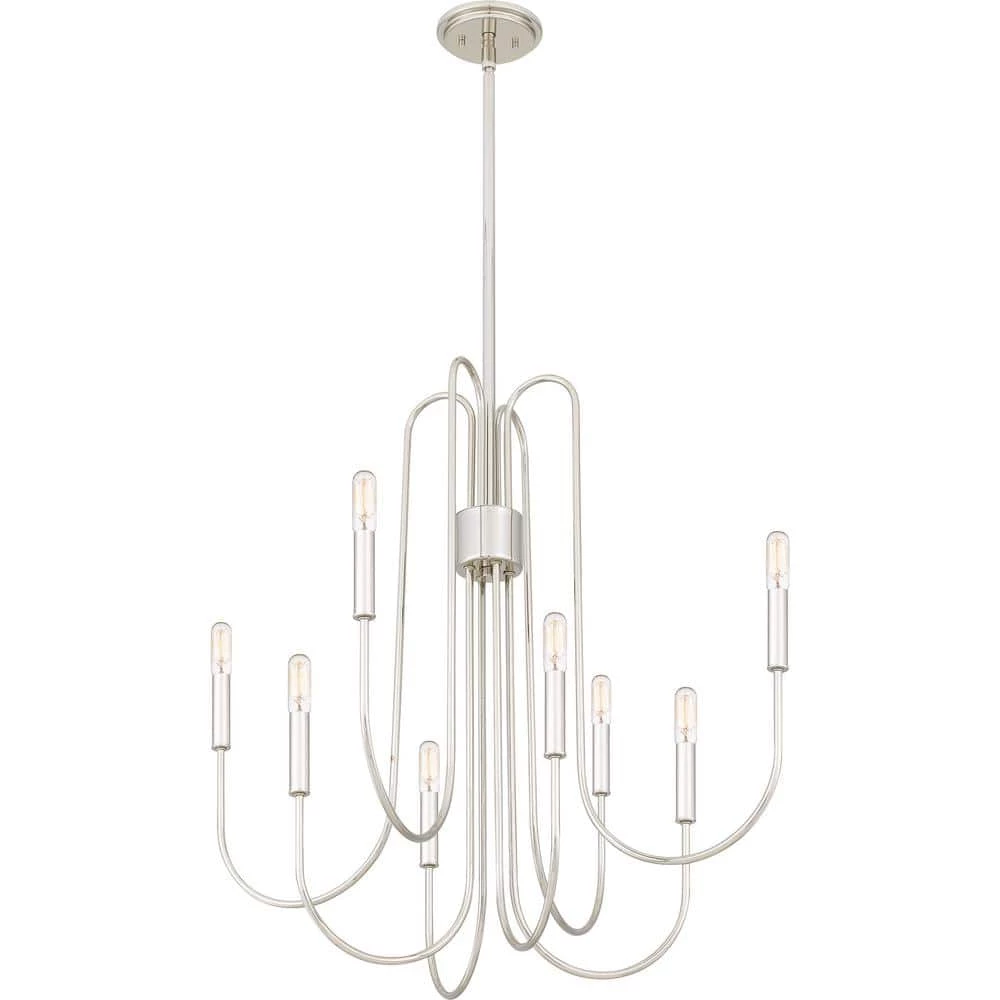 Cabry 8-Light Polished Nickel Chandelier by Quoizel 5 Cabry 8-Light Polished Nickel Chandelier by Quoizel - Image 3