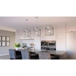 McPherson 3-Light Polished Nickel Pendant with Clear Glass by Quoizel -Quoizel Sales polished nickel quoizel chandeliers mcp2814pk 31 1000