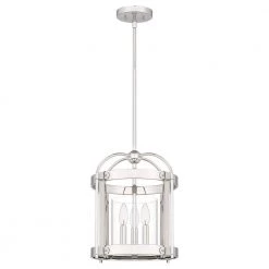 McPherson 3-Light Polished Nickel Pendant with Clear Glass by Quoizel
