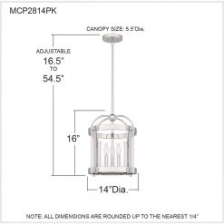 McPherson 3-Light Polished Nickel Pendant with Clear Glass by Quoizel -Quoizel Sales polished nickel quoizel chandeliers mcp2814pk 76 1000