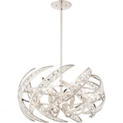 Crescent 6-Light Polished Nickel Pendant by Quoizel -Quoizel Sales polished nickel quoizel chandeliers pccn2824pk 1f 1000