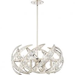 Crescent 6-Light Polished Nickel Pendant by Quoizel -Quoizel Sales polished nickel quoizel chandeliers pccn2824pk 4f 1000