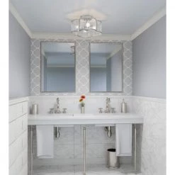 Aster 15 in. 4-Light Polished Nickel Semi-Flush Mount with Clear Ribbed Glass by Quoizel -Quoizel Sales polished nickel quoizel flush mount lights asr1715pk 31 1000