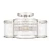 Aster 15 in. 4-Light Polished Nickel Semi-Flush Mount with Clear Ribbed Glass by Quoizel