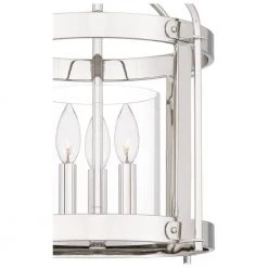 McPherson 14 in. 3-Light Polished Nickel Semi-Flush Mount with Clear Glass by Quoizel -Quoizel Sales polished nickel quoizel flush mount lights mcp1714pk 44 1000