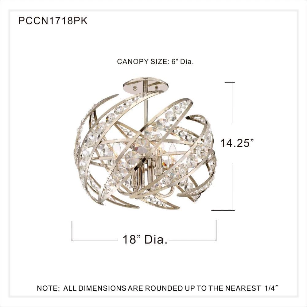 Crescent 18 in. 4-Light Polished Nickel Semi-Flush Mount by Quoizel 6 Crescent 18 in. 4-Light Polished Nickel Semi-Flush Mount by Quoizel - Image 4