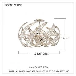 Crescent 24.5 in. 6-Light Polished Nickel Semi-Flush Mount by Quoizel -Quoizel Sales polished nickel quoizel flush mount lights pccn1724pk 4f 1000