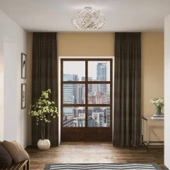 Crescent 24.5 in. 6-Light Polished Nickel Semi-Flush Mount by Quoizel -Quoizel Sales polished nickel quoizel flush mount lights pccn1724pk c3 1000