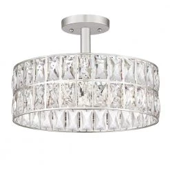 Coffman 3-Light Polished Nickel Semi-Flush Mount by Quoizel -Quoizel Sales polished nickel quoizel flush mount lights qf4046pk 4f 1000