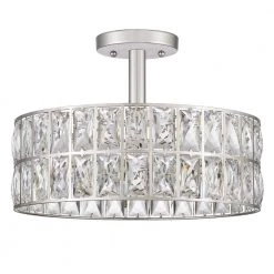 Coffman 3-Light Polished Nickel Semi-Flush Mount by Quoizel -Quoizel Sales polished nickel quoizel flush mount lights qf4046pk c3 1000