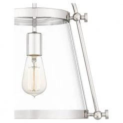 Cardiff 1-Light Polished Nickel Semi-Flush Mount with Clear Glass by Quoizel -Quoizel Sales polished nickel quoizel flush mount lights qfl5344pk 44 1000