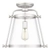 Cardiff 1-Light Polished Nickel Semi-Flush Mount with Clear Glass by Quoizel