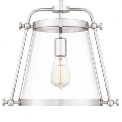 Cardiff 1-Light Polished Nickel Mini Pendant with Clear Glass by Quoizel -Quoizel Sales polished nickel quoizel pendant lights qpp5344pk 44 1000