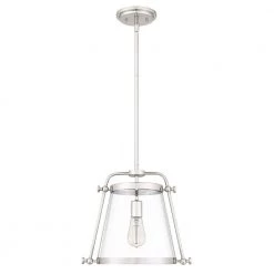 Cardiff 1-Light Polished Nickel Mini Pendant with Clear Glass by Quoizel -Quoizel Sales polished nickel quoizel pendant lights qpp5344pk c3 1000