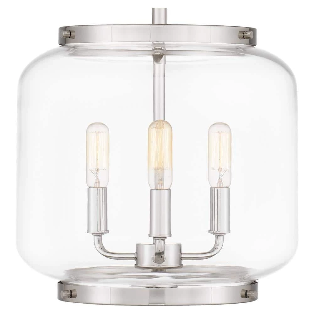 Tapley 3-Light Polished Nickel Mini Pendant with Clear Glass by Quoizel 8 Tapley 3-Light Polished Nickel Mini Pendant with Clear Glass by Quoizel - Image 6