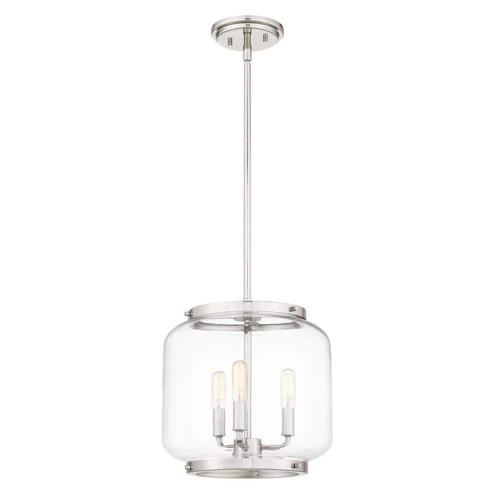Tapley 3-Light Polished Nickel Mini Pendant with Clear Glass by Quoizel 6 Tapley 3-Light Polished Nickel Mini Pendant with Clear Glass by Quoizel - Image 4