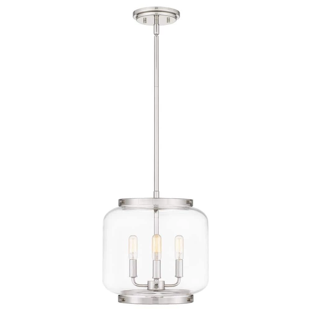 Tapley 3-Light Polished Nickel Mini Pendant with Clear Glass by Quoizel 3 Tapley 3-Light Polished Nickel Mini Pendant with Clear Glass by Quoizel