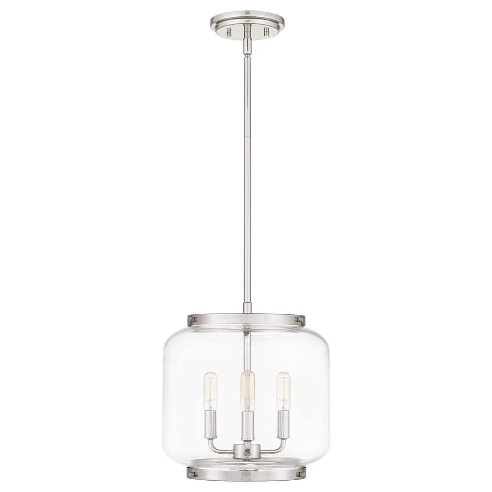 Tapley 3-Light Polished Nickel Mini Pendant with Clear Glass by Quoizel 5 Tapley 3-Light Polished Nickel Mini Pendant with Clear Glass by Quoizel - Image 3