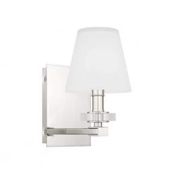 Kelsey Glen 1-Light Polished Nickel Wall Sconce by Quoizel -Quoizel Sales polished nickel quoizel vanity lighting kls8605pk 4f 1000