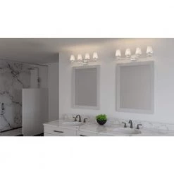 Kelsey Glen 32.25 in. 4-Light Polished Nickel Vanity Light by Quoizel -Quoizel Sales polished nickel quoizel vanity lighting kls8632pk 31 1000