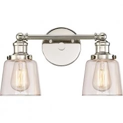 Union 2-Light Polished Nickel Vanity Light by Quoizel