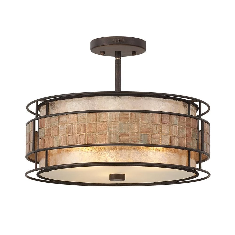 Laguna 3-Light Renaissance Copper Semi-Flush Mount by Quoizel 3 Laguna 3-Light Renaissance Copper Semi-Flush Mount by Quoizel