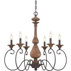 Auburn 6-Light Rustic Black Candle-Style Chandelier by Quoizel