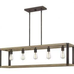 Finn 5-Light Rustic Black Linear Chandelier by Quoizel