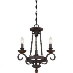 Noble 3-Light Rustic Black Candle-Style Chandelier by Quoizel