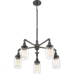 Squire 5-Light Rustic Black Chandelier by Quoizel -Quoizel Sales rustic black quoizel chandeliers sqr5005rk 4f 1000