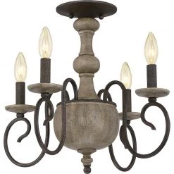 Castile 4-Light Rustic Black Semi-Flush Mount by Quoizel